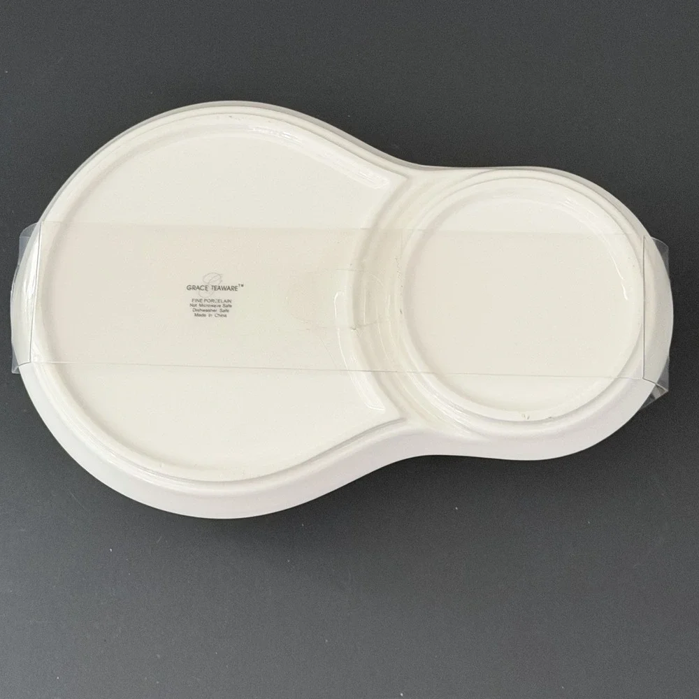 Grace Teaware Sandwich Snack Tray / Cup Spring Flowers Hummingbird Set NEW